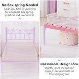 Merronix Twin Bed Frames with Headboard, Elegant Metal Bed Frame for Kids Girls, Modern Twin Size Platform Bed - No Box Spring Needed, 11.2 Inches Height Underbed Storage - Purple Merronix