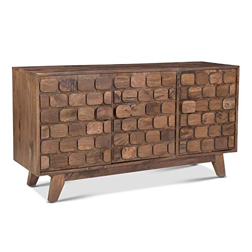 XPRESS WORLD Steve Silver Darby Century Modern Solid Wood Sideboard Buffet Cabinet, Storage Server, Walnut Finish - WoodArtSupply