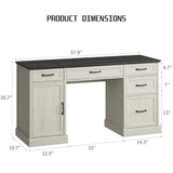 CARPETNAL 58'' Farmhouse Executive Desk with Drawers, Home Office Desk with File Drawer and Storage Cabinet, Rustic Computer Desk for Working, Studying, Writing, White CARPETNAL