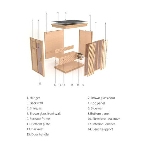 AURGOD Customize Outdoor Red Cedar Steam $ Infrared Saunas 3-8 Person, Wood Burning Stove or ETL Harvia Heater, Dual System Sauna 220V, with Rock, Bluetooth Speaker APP Control(0-195℉) AURGOD