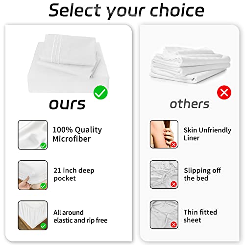 EaseHome White Full Size Bed Sheet Set -Deep Pocket to 18 inches Mattress 4 Piece - Premium Bedding Sheets & Pillowcases Collection - Extra Soft EaseHome
