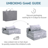 Foldable Floor Mattress with Pillow for Kids, Glow in The Dark Grey Star Toddler Washable Folding Floor Nap Mat for Daycare, Child Trifold Futon Sofa Bed with Storage Bag for Playroom Girls and Boys Givjoy