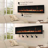 ROCSUMOO Smart Electric Fireplace - 80 Inch Electric Fireplace Inserts, Wall Mount or in-Wall Recessed Fireplace Heater, Electric Fire Place W/12H Timer, Flame Colors and Brightness (80 Inch, WiFi) ROCSUMOO