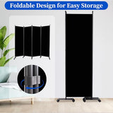 Room Divider 6FT Room Partition with Lockable Wheels, (Thicked Metal Base) Room Dividers, Freestanding Indoor Folding Privacy Screens, Portable Fabric Wall Divider for (Black, 88"- 4 Panel) JVVMNJLK