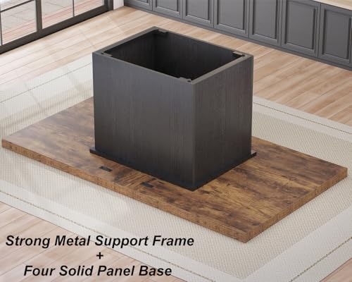 HSH Dining Table for 6 to 8, 71” Wood Rectangular Dinner Table, 6 ft Industrial Kitchen Table only with Black Pedestal, Modern Large Dining Room Table for Home Gathering Office, Rustic Brown, 71 Inch HSH