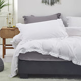 CLOTHKNOW White Ruffles Queen Comforter Set Farmhouse Bedding Comforter Sets Shabby Chic Comforter Soft Comforter with 2 x Pillow Cases CLOTHKNOW