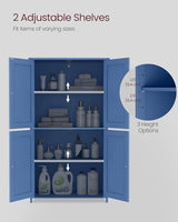 VASAGLE Floor Storage Cabinet, Shaker Cabinet with 2 Adjustable Shelves, 4 Doors, Tall Freestanding Organizer Unit, for Kitchen Bathroom Living Room, Bijou Blue UBBC553QE01S VASAGLE
