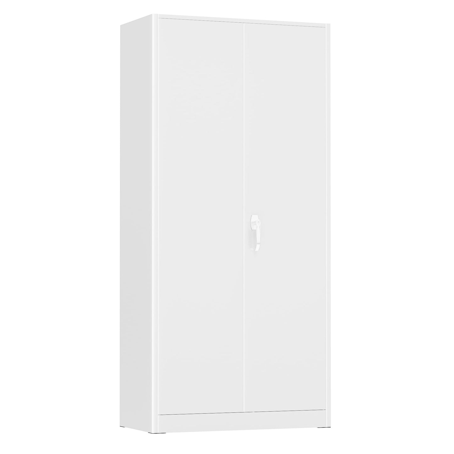 Betterland 72” Metal Storage Cabinet, Lockable File Cabinet with 2 Doors and 4 Adjustabble Shelves,Garage Storage Cabinets for Office, School, Warehouse, Home, (White - WoodArtSupply