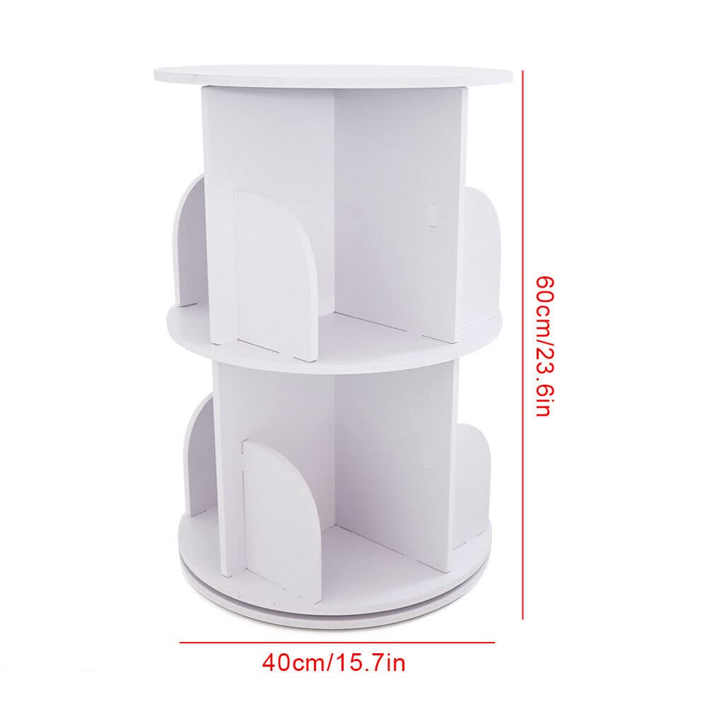 360° Rotating 2-Layer Bookshelf by DRTONK - Modern Freestanding Storage Rack for Home and Office - WoodArtSupply