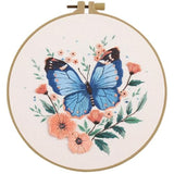 Esffaci Embroidery Starter Kit for Adult Beginners with Butterfly Flower Pattern Hand Embroidery Set with Cloth Hoop Needle Threader Floss and Instructions