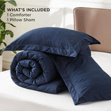 Bedsure Twin/Twin XL Comforter Set - Navy Soft Bedding for All Seasons, Cationic Dyed Bed Set, 2 Pieces, 1 Twin Size Comforter (68"x88") and 1 Pillow Sham (20"x26"+2") Bedsure