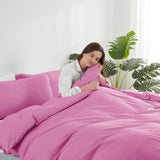 Hearth & Harbor Light Pink Duvet Cover Full Size - 3 Piece Soft Double Brushed Bedding Set - Includes 1 Full Duvet Cover with Button Closure 80x90 inches and 2 Pillow Shams Hearth & Harbor