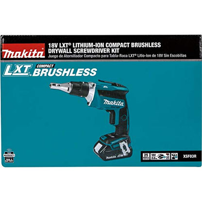 Makita XSF03R 18V LXT Lithium-Ion COMPACT Brushless Cordless Drywall Screwdriver Kit (2.0Ah) - WoodArtSupply