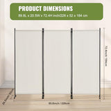 VEVOR Room Divider, 3 Panel Room Dividers and Folding Privacy Screens, Fabric Partition Room Dividers for Office, Bedroom, Dining Room, Study, Freestanding, White VEVOR