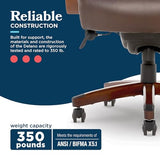 La-Z-Boy Delano Big & Tall Executive Office Chair, Ergonomic Mid-Back Body Pillow Lumbar Support, ComfortCore Memory Foam Cushion, Mahogany Wood Arms & Swivel Base, Bonded Leather, Chestnut Brown La-Z-Boy