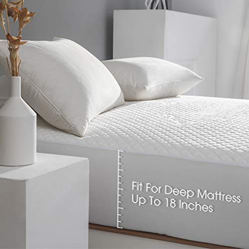 King Size Waterproof Mattress Protector Fitted Mattress Pad Cover with Deep Pocket Up to 18'' Reaks