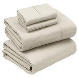 RUVANTI Queen Sheets Set, Brushed Microfiber Sheets 4 Pieces (1 Fitted Sheet, 1 Flat Sheet, 2 Pillowcases), with 15-inch Deep Pockets, Lightweight & Compfy Premium Hotel Bedding, Luxe Cream RUVANTI