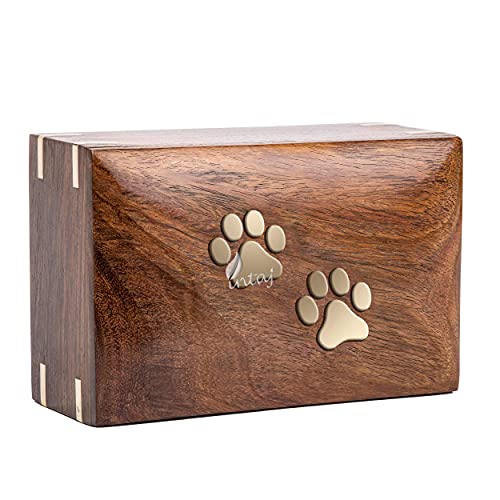 INTAJ Handmade Rosewood Pet Urns for Dogs Ashes, Personalized Wooden Urn for Ashes Handcrafted Urns for Dogs Cats Pets Ashes Memorial Keepsake INTAJ