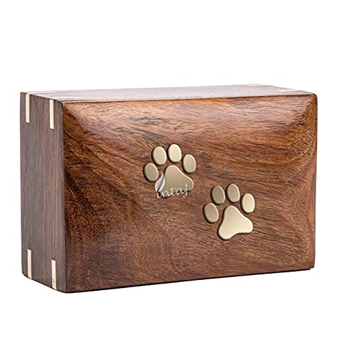 INTAJ Handmade Rosewood Pet Urns for Dogs Ashes, Personalized Wooden Urn for Ashes Handcrafted Urns for Dogs Cats Pets Ashes Memorial Keepsake - WoodArtSupply