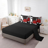 Red Black White 7 Piece Bedding Set Abstract Morden Comforter Set Full Size Buffalo Check Bed Set Includes Comforter, Sheet Set, Pillowcases & Pillow Covers Bedroom Decor Soft Microfiber Geometric Feelyou