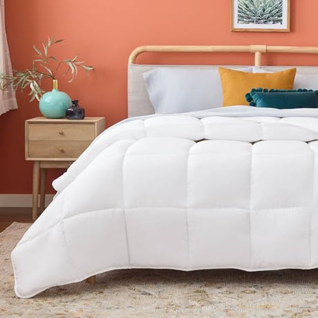 Linenspa White Down Alternative Comforter and Duvet Insert, for Queen Size Bed – All-Season Comforter with Box Stitch and 8 Duvet Loops – Bedding for Kids, Teens, and Adults Linenspa