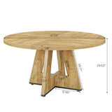 Tribesigns 47 inch Round Dining Table Wood Kitchen Table for Dining Room, 47" Dinner Room Tables for 4-6, Farmhouse Accent Furniture with Wooden Tabletop and Cross Base, Light Wood Tribesigns
