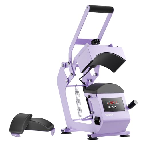 Hat Press Heat Machine for Caps with Precise Temp&Timer Control, Timer Auto Starter, Hat Heat Press with 2 Platens for Trucker Hat & HTV Iron on Vinyl, Sublimation Hat Press, Heat Transfer (Purple) EENOUR