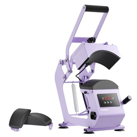 Hat Press Heat Machine for Caps with Precise Temp&Timer Control, Timer Auto Starter, Hat Heat Press with 2 Platens for Trucker Hat & HTV Iron on Vinyl, Sublimation Hat Press, Heat Transfer (Purple) EENOUR