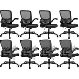 KLASIKA Desk Chairs with Wheels, Ergonomic Mesh Office Chair Adjustable Height and Swivel Lumbar Support Home Office Chair with Flip Up Armrests (8PK) KLASIKA