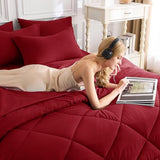 CozyLux King Size Comforter Set Dark Red - 7 Pieces Bed in a Bag King, Luxury Soft Bed Set for All Seasons, Bedding Set with Down Alternative Comforter, Sheets, Pillowcases & Shams