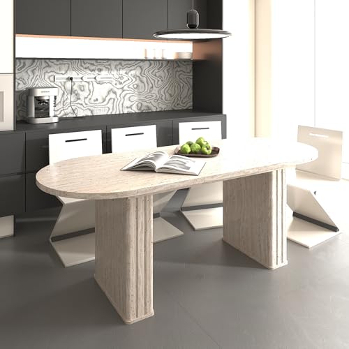 Kootlena Extendable Wood Dining Table, Large 62.99"/70.87" Oval Kitchen Dining Room Table, Expandable Farmhouse Dining Table Conference Table for Living Dining Room Home Office Kootlena