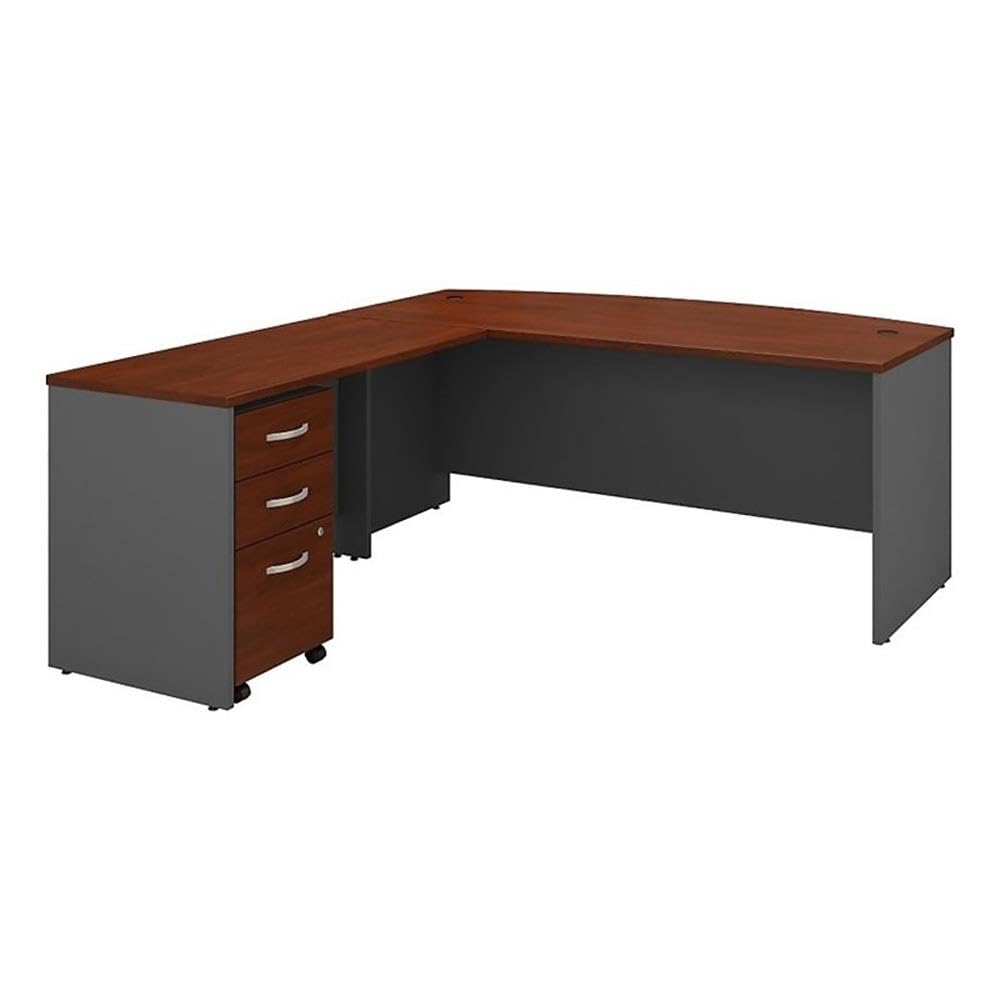 Bush Business Furniture Series C 72W Bow Front L Shaped Desk with 48W Return and Mobile File Cabinet in Hansen Cherry Bush Furniture