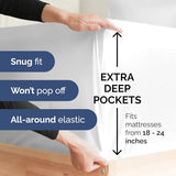 Extra Deep Queen 400 Thread Count Cotton Fitted Sheet - Hotel Luxury Single Fitted Sheet Only - Easily Fits 18" to 24" Mattress - Soft, Wrinkle Free, Breathable and Comfy - Extra Deep Pockets - White CGK Unlimited