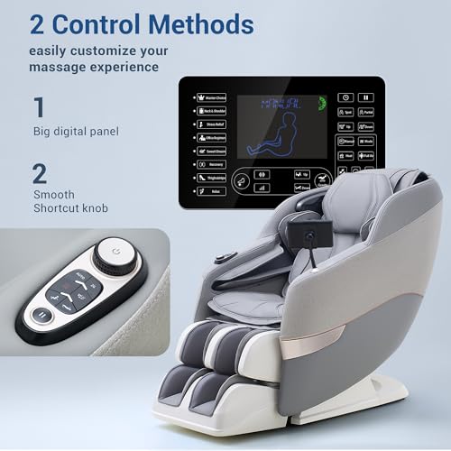 MYNTA Massage Chair Full Body, 170° Flexible SL Track Shiatsu 3D Massage Chairs with Zero Gravity, Bluetooth Speaker, Airbags & Heating, MC1650(Grey) MYNTA