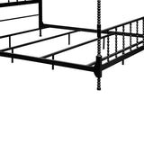 Furniture of America Vaeli Modern Metal King Size Four Poster Bed Frame with Spindles, Canopy Bedframe for Bedroom, Guest Room, Box Spring Required, Black