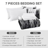 Dinjoy Ombre Black Comforter Set King Size Gradient Black White Boho Bedding Set for Teen Men Women 7 Pieces Bed in A Bag Bohemian Bed Set with Comforter, Sheets, Pillowcases & Shams Dinjoy