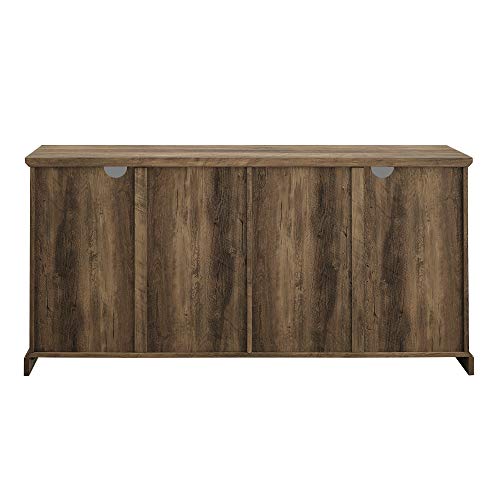 Walker Edison Farmhouse Barn Glass Door Wood Universal TV Stand for TV's up to 64" Flat Screen Living Room Storage Cabinet Doors and Shelves - WoodArtSupply