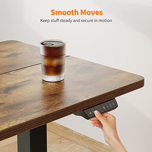 Cubiker Standing Desk 48 x 24 Inch, Stand up Height Adjustable Desk, Home Office Electric Table, Sit Stand Desk with Splice Board, Black Frame & Rustic Brown Desktop Cubiker