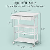 Homsorout Movable Heat Press Table - Heat Transfer Machine Stand Compatible for Cricut, Vinyl Roll Holder, Rolling Metal Wood Sublimation Printer Organizer for T Shirt Maker Craft, 23.6''×19.6'' Homsorout