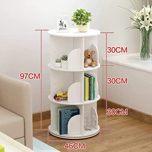 Toytexx Inc and Design 3 Tier 360° Rotating Stackable Shelves Bookshelf Organizer (White) - WoodArtSupply