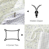 CCoutueChen Blue Gingham Duvet Cover Full 3Pcs 100% Cotton Blue Floral Bedding Set Farmhouse Flower Plaid Bedding Soft Breathable Cottage Duvet Cover Set with 2 Pillowcases(No Comforter) CCoutueChen
