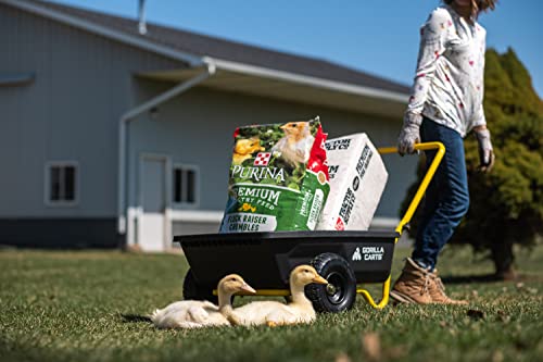 Gorilla Carts GCR-4 Poly Dump Cart, 2-Wheel Garden Wagon with Foldable Handle, 4 cu ft, 300 lb. Capacity, Black/Yellow