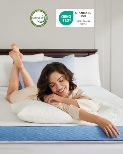 PERLECARE 3 Inch Firm Mattress Topper Full Size, Cooling Gel-Infused & Bamboo Charcoal Memory Foam Bed Topper for Pressure Relief, High-Density Mattress Pad with Removable Cover PERLECARE