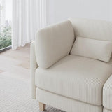 LIKIMIO 91.1" Modern L-Shaped Sectional Sofa for Living Room, 3-Seater Comfy Couch with Deep Seat and Movable Ottoman, Corduroy Upholstered Modular Sofa, Beige LIKIMIO
