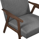 Lexicon Mid Century Modern Accent Chair, Upholstered Lounge Armchair, Single Sofa Seat, Brown Finish Solid Wood Framed Comfy Side Chairs for Living Room/Bedroom/Office/Waiting Area, Dark Gray Lexicon