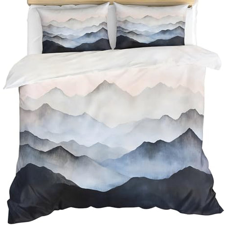 YFIOYI Landscape Comforter Set, Minimalist Bedding Set, Serene Decorative 3 Piece Bedding Set with 3 Pillow Shams, with Zipper（King Single） YFIOYI