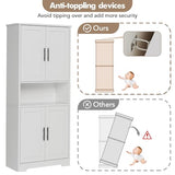 LIZHOUMIL 70" Tall Bathroom Storage Cabinet with Doors, Adjustable Shelves and Open Center Storage, Freestanding Bathroom Organizer,White LIZHOUMIL