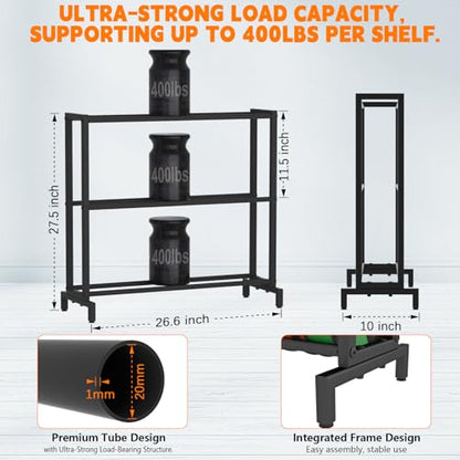 3D Printer Filament Storage Rack, Heavy Duty Metal Holder with 3/5-Tier Option Precision Engineered Connection, Adjustable Feet, Safety-Optimized Edge for Workshop, Studio, Home Office (Black 3-Tier)