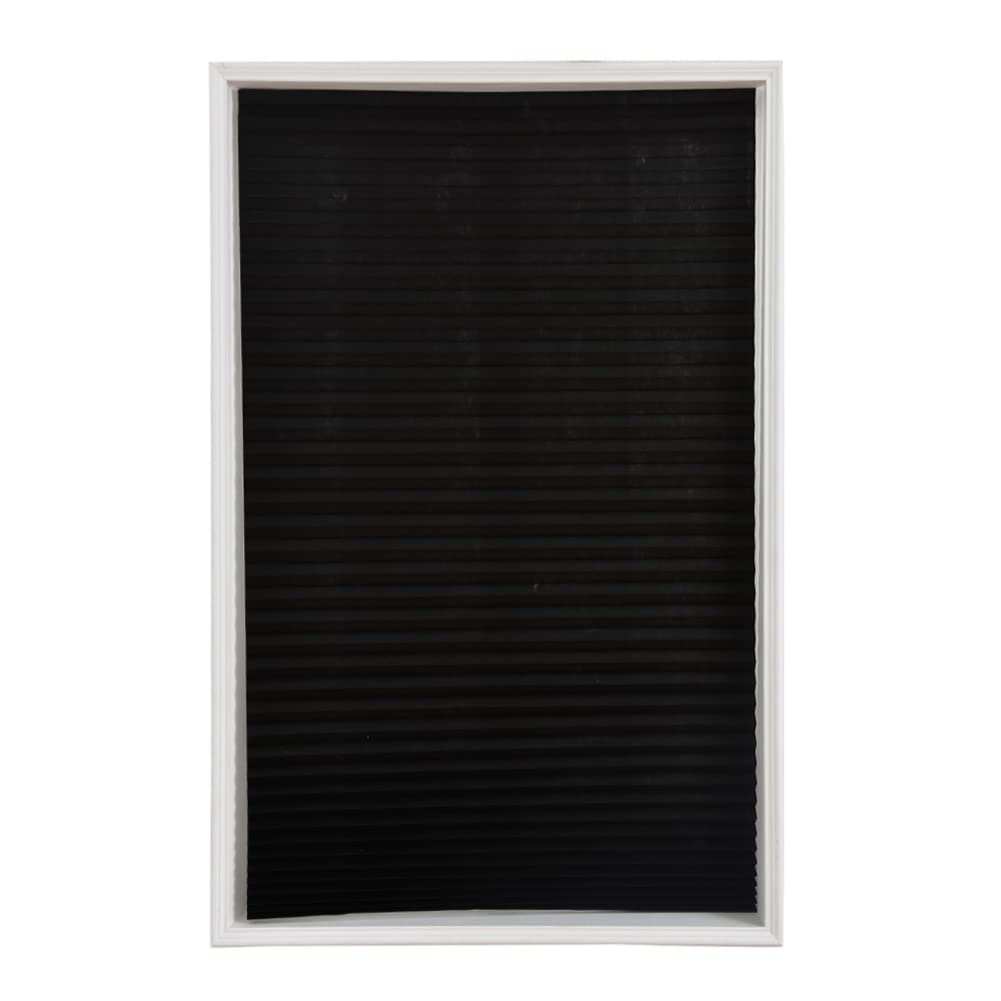 Temporary Blinds, Vertical Pleated Blinds No Drilling Self Adhesive Blinds Easy to Install Fits Blinds Window Roller for Bathroom Kitchen Living Room Office Window (Black, 60 * 150cm) JstDoit