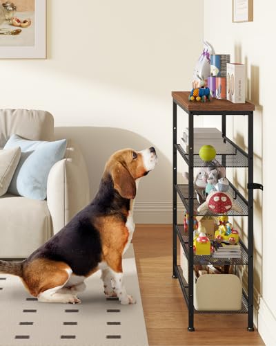 Pipishell 5-Tier Shoe Rack for Entryway and Small Spaces with Wooden Top & Metal Frames, Shoe Storage Organizer with Adjustable Storage Shelves, PISRB4 Pipishell